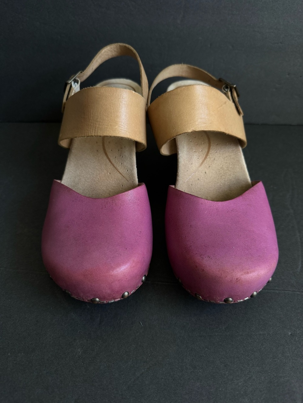 Dansko Thea Clogs Sandals Pink & Tan Leather Comfort Shoes Womens 40 - Picture 3 of 14